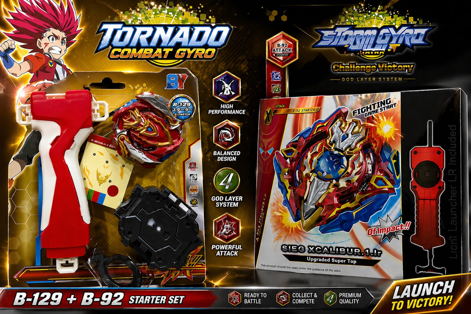 Buy Cho Z Achilles B-129 & Sieg Xcalibur B-92 Spinning Top Combo